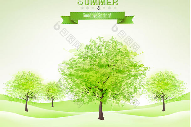 夏天的背景是绿树成荫。