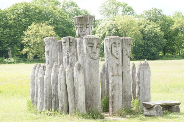 捷克共和国lednice/valtice地区pohansko城堡附近的木雕