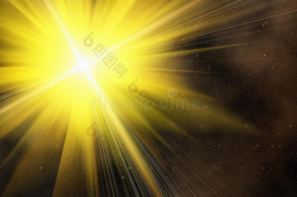 太空星光背景上的黄色闪光
