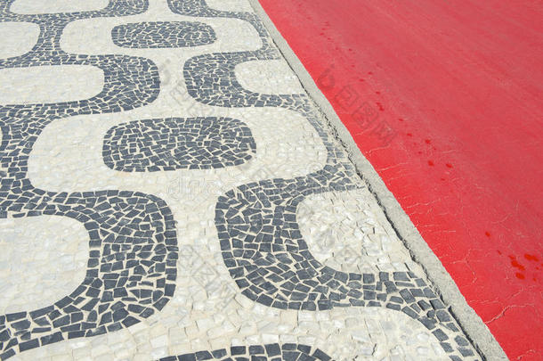 里约热内卢ipanema海滩木板路红色自行<strong>车道</strong>