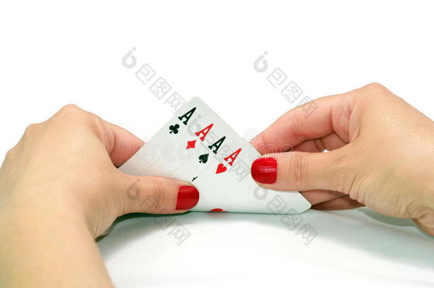 <strong>扑克</strong>牌。<strong>扑克</strong>和王牌。白色背景