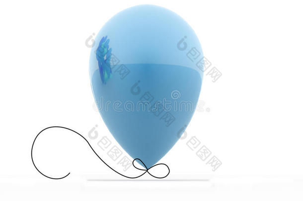 渲染为孤立的单个蓝色气球