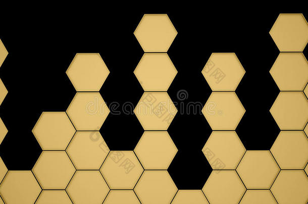 黄色抽象六边形单元格背景