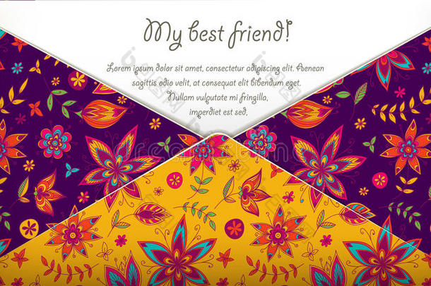 我最好的朋友卡片，上面有五颜六色的花朵图案