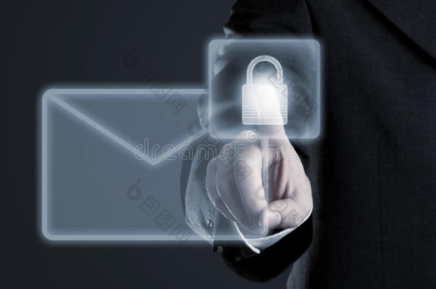 虚拟触摸屏上的安全电子邮件概念