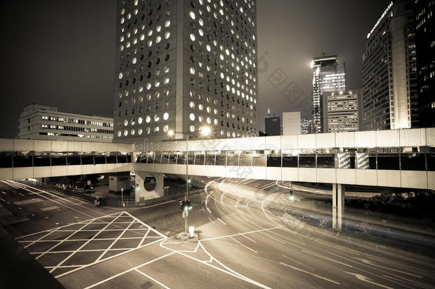 香港街景建筑的路灯小径