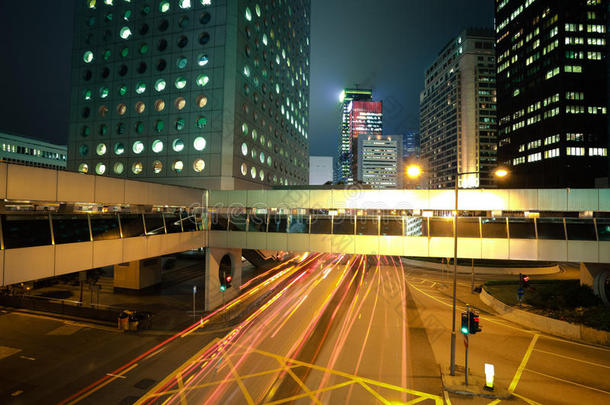 香港街景建筑的路灯小径