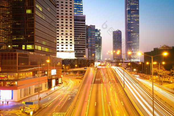 香港街景建筑的路灯小径