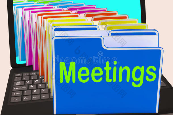 会议文件夹笔记本电脑意味着谈话讨论或会议