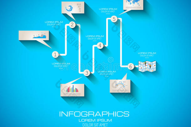 具有扁平用户<strong>界面</strong>风格的现代信息图形<strong>模板</strong>。