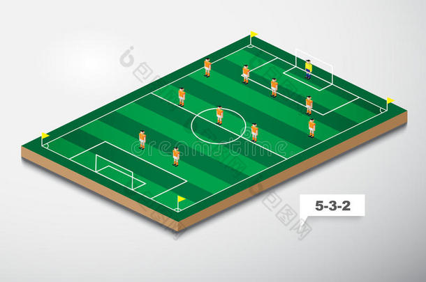 足球队形战术向量5-3-2