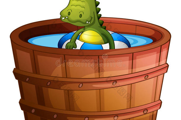 在浴缸里游泳的鳄鱼