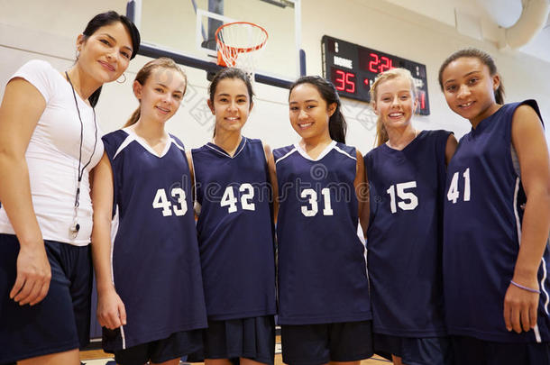 有<strong>教练员</strong>的高中女子篮球队队员
