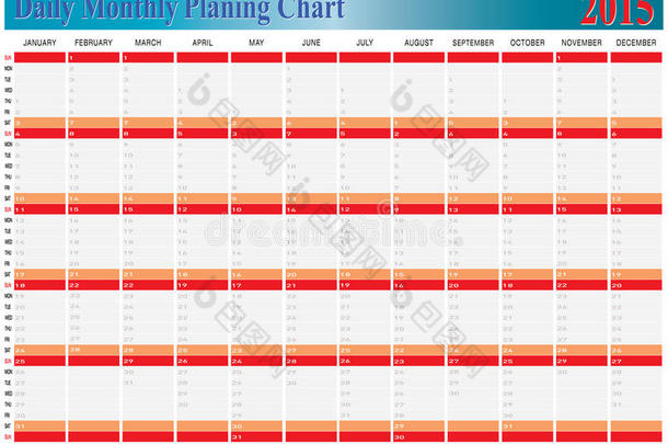 2015年全月计划图向量