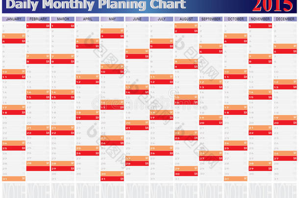 2015年全月计划图向量