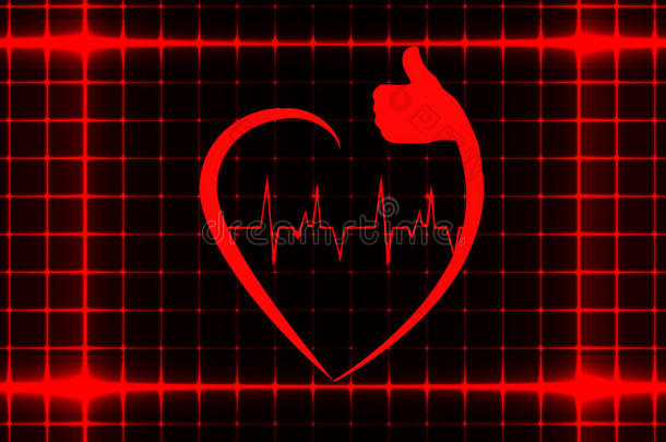 封面模板上带有ecg的健康心脏标志
