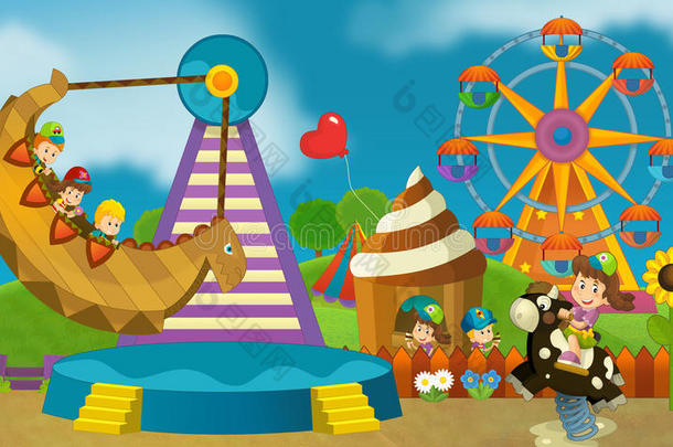 自由时间-儿童游乐场-儿童插图