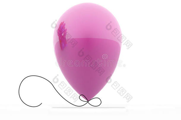 渲染为孤立的单个粉红色气球