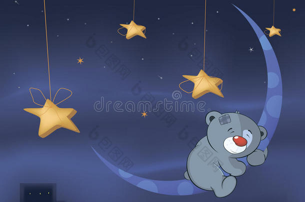 熊幼崽和月亮卡通