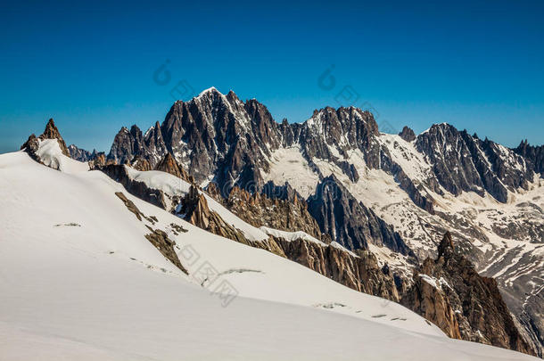 勃朗峰山体夏季景观（从aiguille d