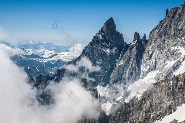 勃朗峰山体夏季景观（从aiguille d