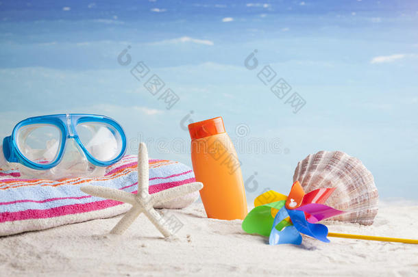 海滩用品，<strong>暑假</strong>背景