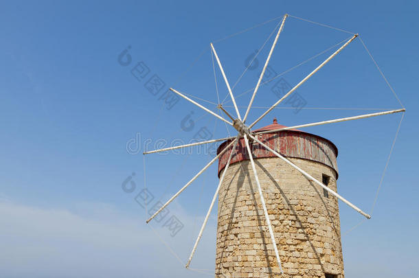 希腊罗德岛的老风车
