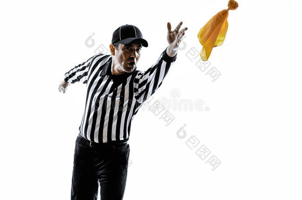美式足球裁判员扔黄旗剪影
