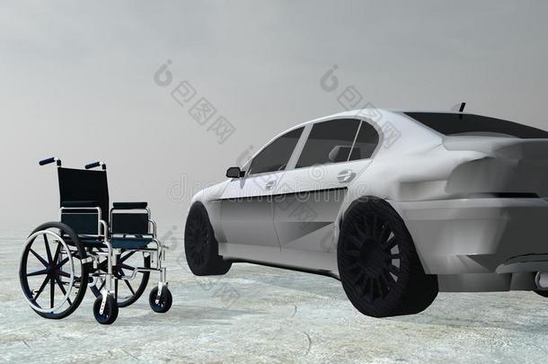 残疾人改装车-三维渲染