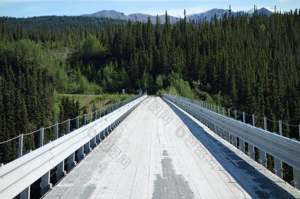 横跨大河的木板桥。