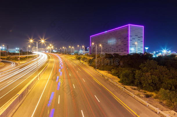 霓虹魔方高速公路夜景