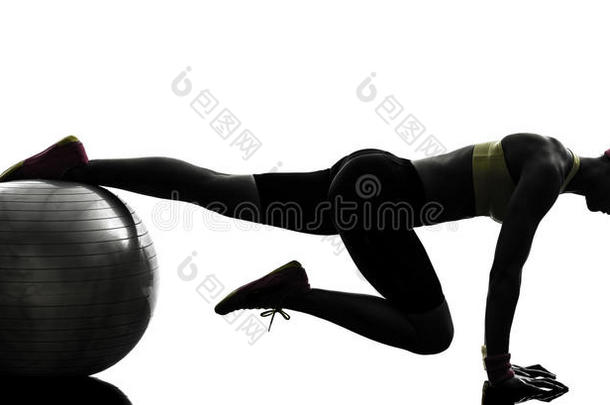女子健身锻炼平板式体位轮廓