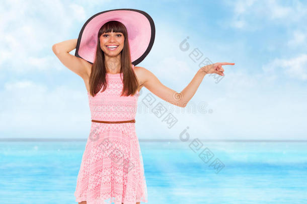 暑假女子粉红沉闷帽