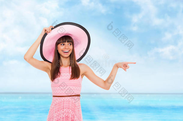 暑假女子粉红沉闷帽