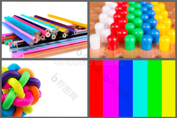 五颜六色的东西铅笔，屏风，橡皮球，