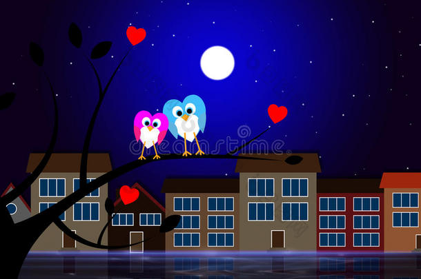 月亮猫头鹰代表夜晚和公寓