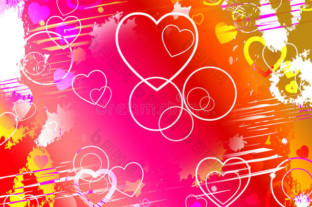 彩色心形表示情人节和爱情