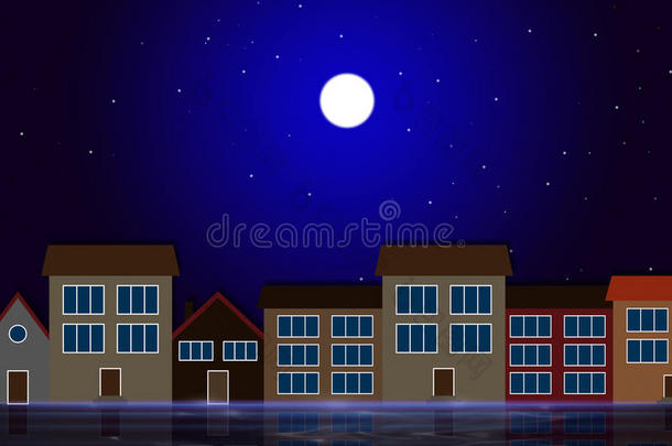月亮之夜表示天文房屋和住宅