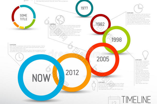带圆圈的infographic light timeline报表模板
