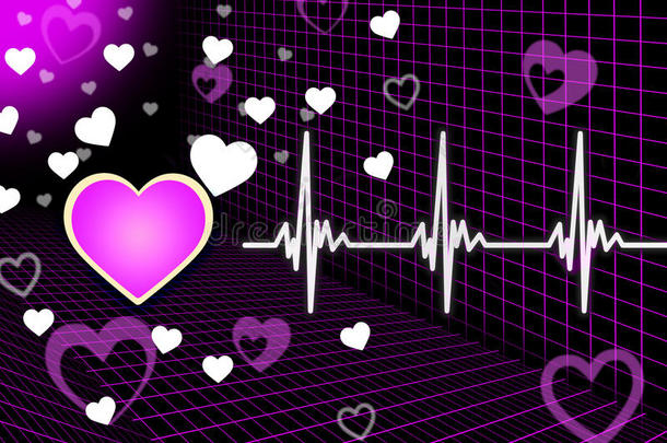 紫色的心脏背景意味着器官<strong>血液</strong>和网格