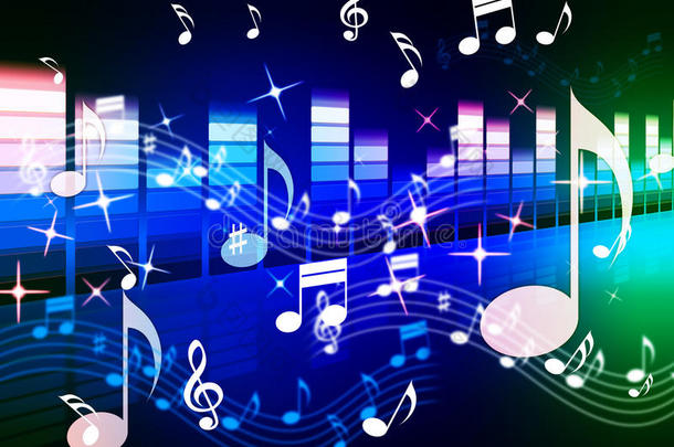 五颜六色的音乐背景显示歌曲蓝调或蓝调