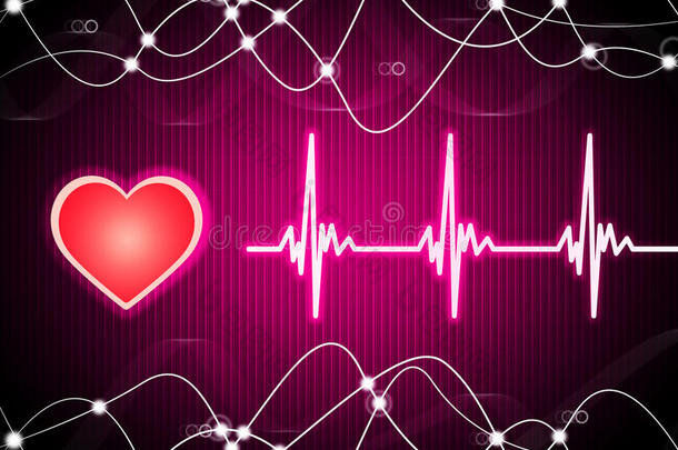 紫色心脏背景意味着心率健康和双螺旋。