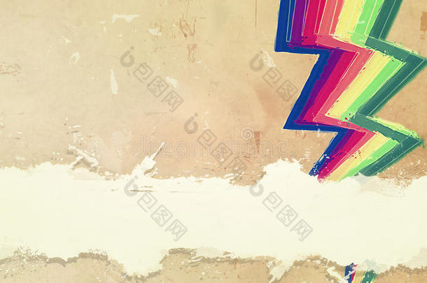 复古旧纸画彩虹之字形线和文本空间