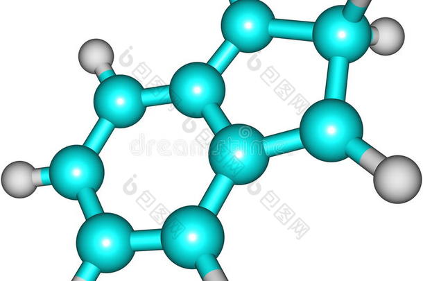 白色背景下2h茚的分子结构