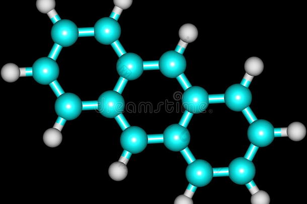 黑背景下蒽的分子结构