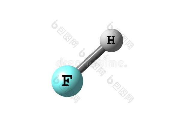 白色背景下氟化氢分子结构