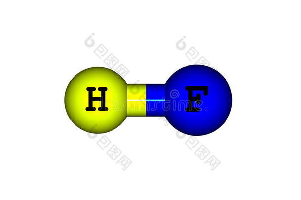 白色背景下氟化氢分子结构