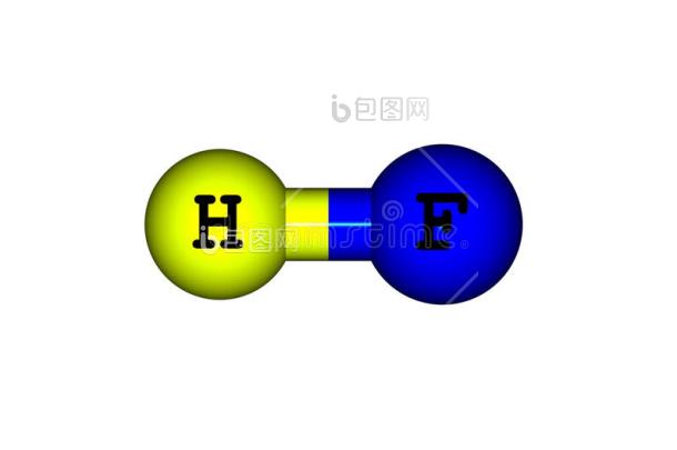 白色背景下氟化氢分子结构图片-包图网企业站