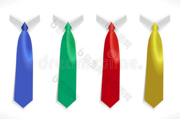 彩色领带，纯丝领带领口模板，易于编辑的颜色