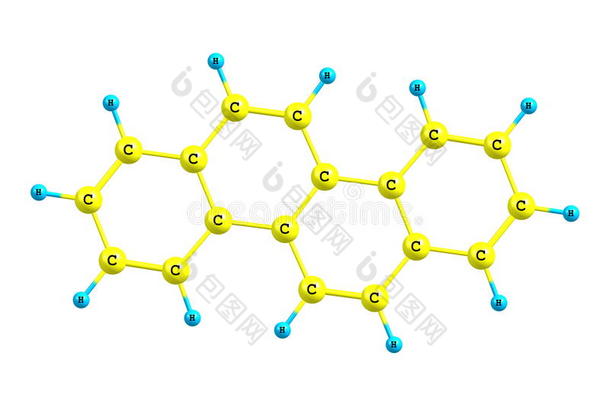 白色背景下的chrysene分子结构